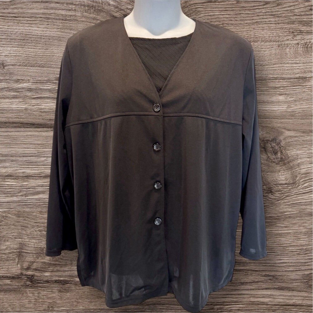 Women’s Plus 1X Black 2-Piece Blouse & Jacket Combo Maggie McNaughton
